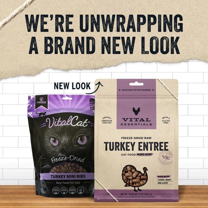 Vital Essentials Cat Food - Freeze-Dried Mini Nibs - Turkey 12oz