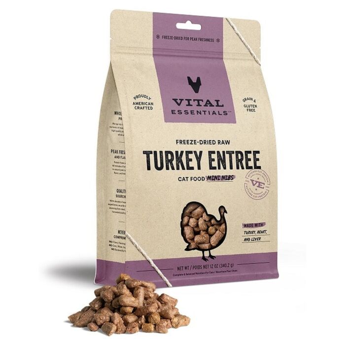 Vital Essentials Cat Food - Freeze-Dried Mini Nibs - Turkey 12oz