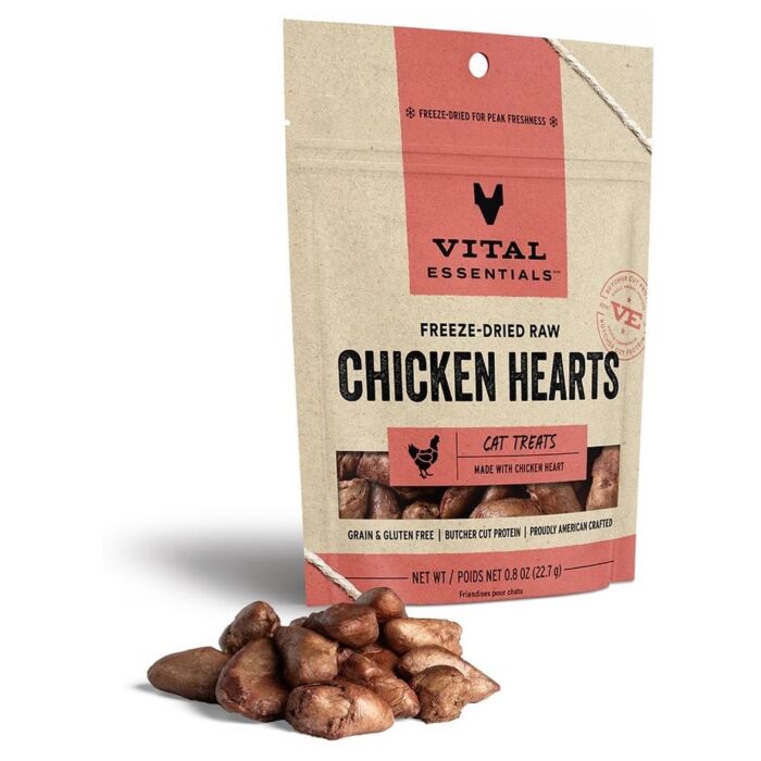 Vital Essentials Cat Treat - Freeze Dried Chicken Hearts 0.8oz