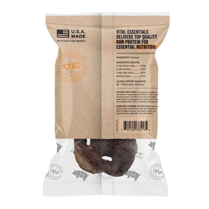 Vital Essentials Dog Dental Treat - Freeze Dried Pig Snout 1oz