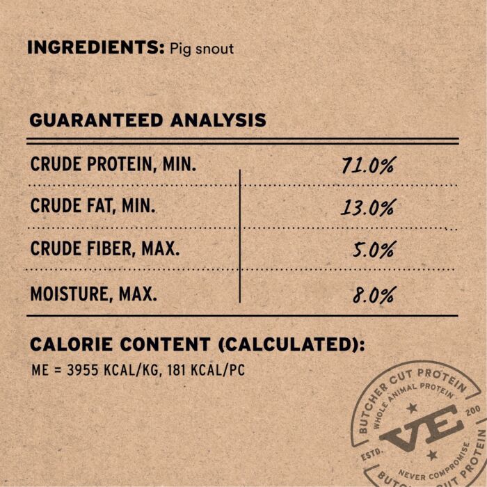 Vital Essentials Dog Dental Treat - Freeze Dried Pig Snout 1oz