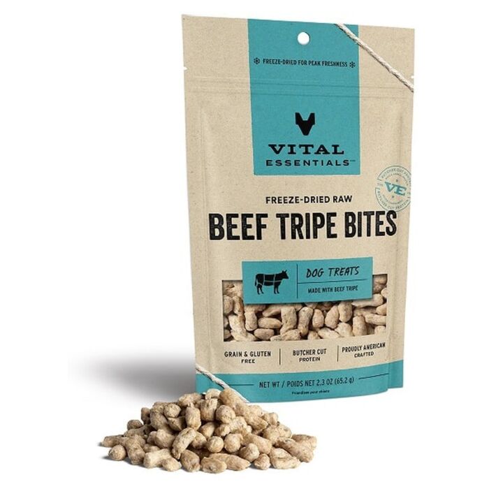 Vital Essentials Dog Treat - Freeze Dried Beef Tripe Bites 2.3oz