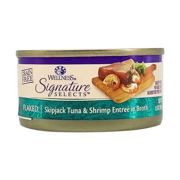 Wellness Cat Can - Signature Selects Grain Free - Flaked Skipjack Tuna & Shrimp