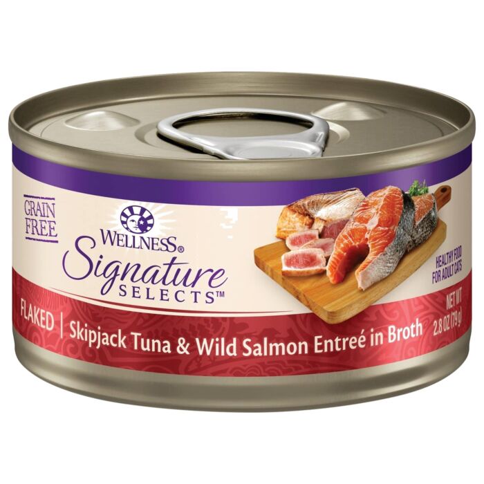 Wellness Cat Can - Signature Selects Grain Free - Flaked Skipjack Tuna & Wild Salmon