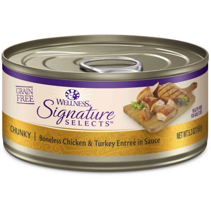 Wellness Cat Can - Signature Selects Grain Free - Chunky Boneless Chicken & Turkey 5.3oz
