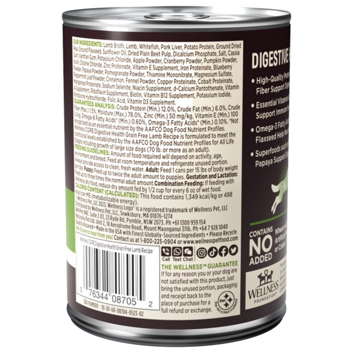 Wellness Dog Can - CORE+ Digestive Health - Lamb Pate 13oz