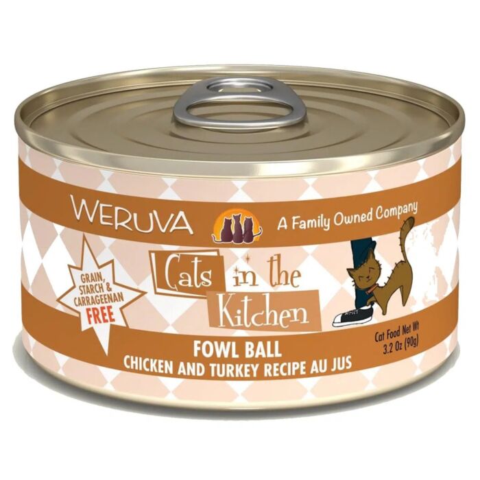 Weruva Cat Can - Cats in the Kitchen - Fowl Ball - Chicken & Turkey 3.2oz | 90g - EXP 30-11-2026