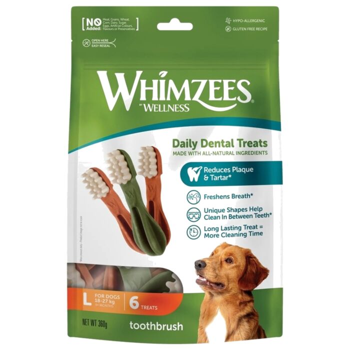 Whimzees Dog Dental Treat - Toothbrush - Large (40-60lbs) 6pcs | 360g