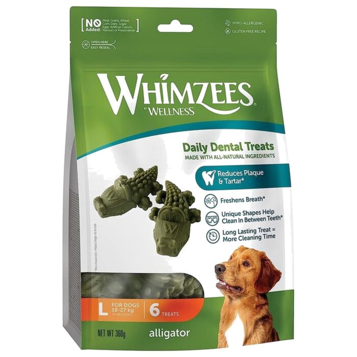 Whimzees Dog Dental Treat - Alligator - Large (40-60lbs) 6pcs | 360g