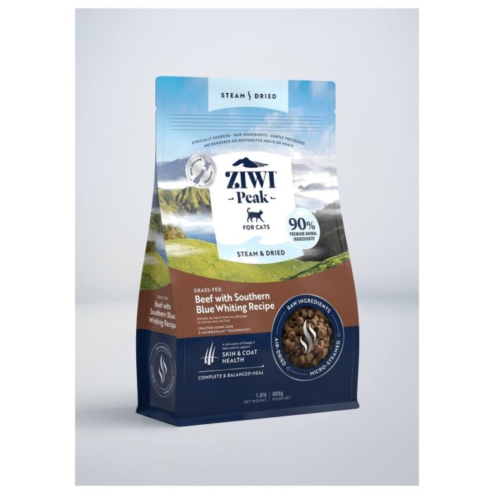 Ziwipeak新西蘭巔峰貓糧 - 柔蒸溫乾系列 - 無穀物草飼牛肉配南藍鱈魚