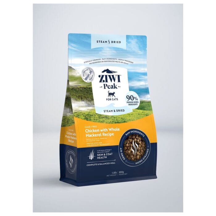 Ziwipeak新西蘭巔峰貓糧 - 柔蒸溫乾系列 - 無穀物放養雞配原條鯖魚