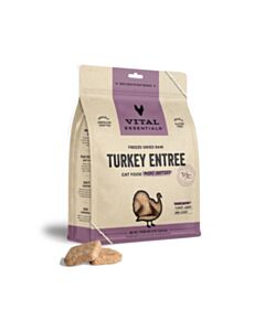 Vital Essentials Cat Food - Freeze-Dried Patties - Turkey 8oz - EXP 13/05/2025 - Damaged Bag (Resealed)