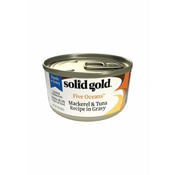 Solid Gold Cat Canned Food - Five Oceans - Grain Free - Shreds Mackerel & Tuna in Gravy 3oz