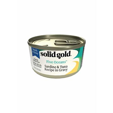 Solid Gold Cat Canned Food - Five Oceans - Grain Free - Shreds Sardine & Tuna in Gravy 3oz