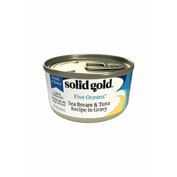Solid Gold Cat Canned Food - Five Oceans - Grain Free - Shreds Sea Bream & Tuna in Gravy 3oz