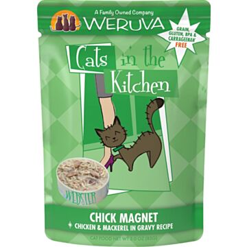 WERUVA Cat Pouch - CITK Grain Free Chick Magnet with Chicken & Mackerel in Gravy 3oz