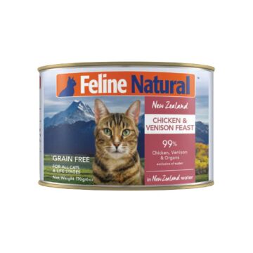 Feline Natural無穀物主食貓罐頭 - 雞肉及鹿肉 170g