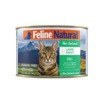 Feline Natural Cat Canned Food - Grain Free - Lamb Feast 170g