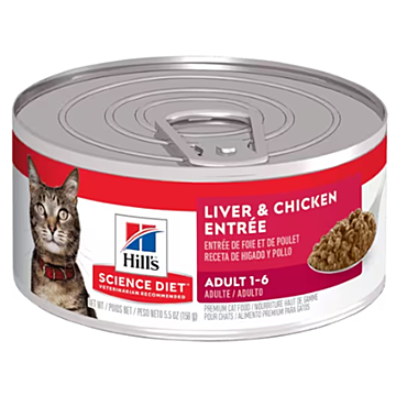 Hills Science Diet Cat Wet Food - Adult Liver & Chicken Entree 5.5oz