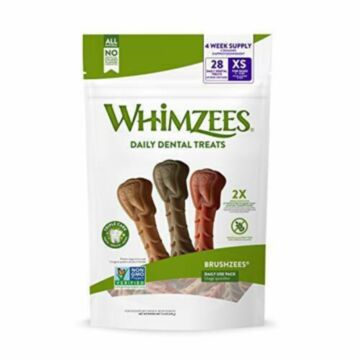 Whimzees Dog Dental Treat - Brushzees - Extra Small (5-15lbs) 28pcs