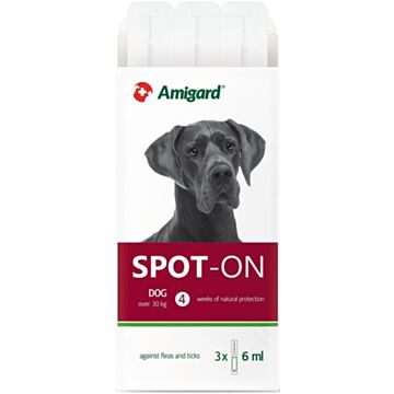 Amigard Spot-On Flea & Tick Repellent for Large Dogs - Over 30kg (Pack of 3 x 6ml)