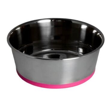 ROGZ Stainless Non-Slip Steel Slurp Bowlz - Pink (S)