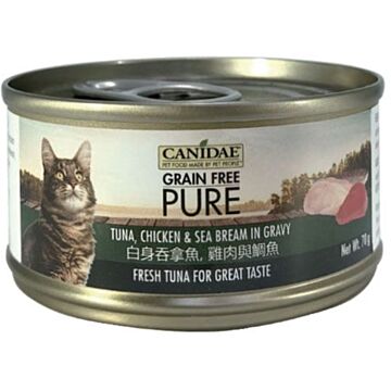 Canidae Wet Cat Food - Pure Tuna, Chicken & Sea Bream in gravy 70g