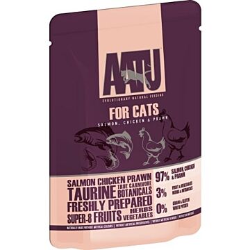 AATU Grain Free Cat pouch - Salmon, Chicken & Prawn 85g