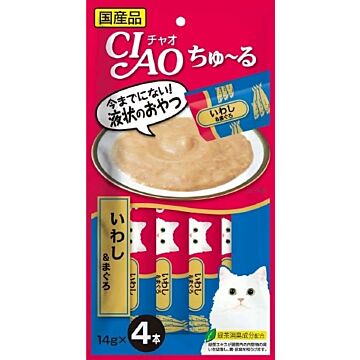 CIAO Cat Treat (SC-145) - Churu Sardine & Tuna puree (14gx4)