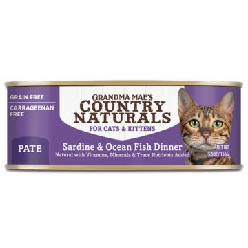 Country Naturals Cat Canned Food - Grain Free - Sardine & Ocean Fish Dinner 5.5oz