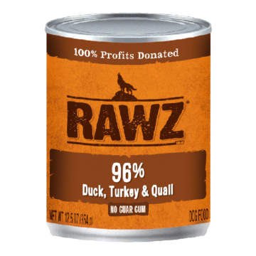 Rawz Dog Canned Food - 96% Duck, Turkey & Quail 354g