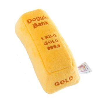 Doggie Goodie Dog Plush Toy With Squeaker - 1-Kilo Gold Bar