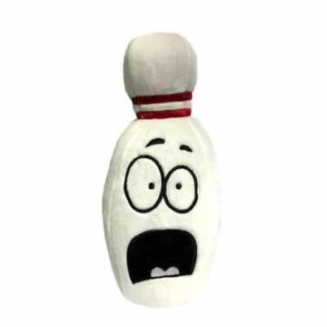 Doggie Goodie Dog Plush Toy With Squeaker - Scared Bowling Pin
