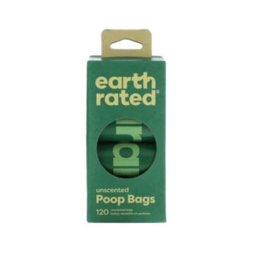 earth rated Dog 120 Poop Bags Refill - Unscented (15 Bags x 8 Rolls)
