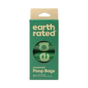earth rated Dog 60 Poop Bags Refill - Unscented (15 Bags x 4 Rolls)