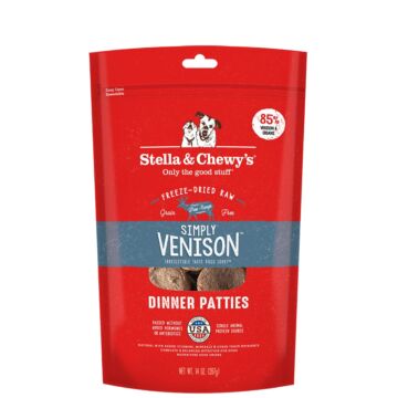 Stella & Chewys Dog Food - Freeze-Dried Dinner Patties - Simple Venison 14oz - EXP 15/07/2024