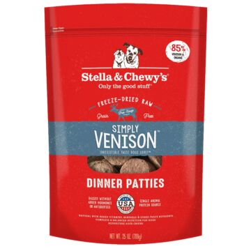 Stella & Chewys Dog Food - Freeze-Dried Dinner Patties - Simple Venison 25oz