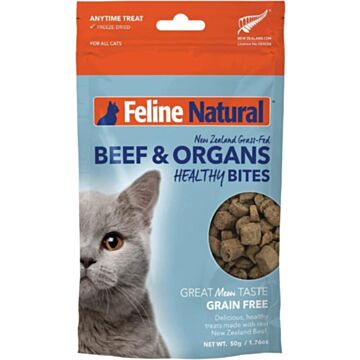 Feline Natural Cat Treat - Freeze Dried Healthy Bites - Beef & Organs 50g