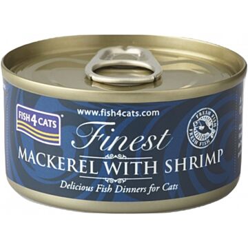 Fish4Cats Cat Wet Food - Finest Mackerel With Shrimp 70g