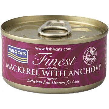 Fish4Cats Cat Wet Food - Finest Mackerel With Anchovy 70g