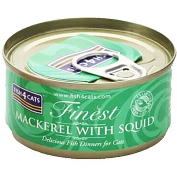 Fish4Cats Cat Wet Food - Finest Mackerel With Squid 70g