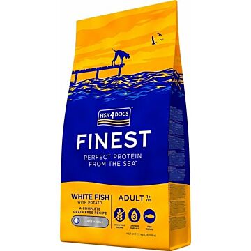 Fish4Dogs Complete Gluten Free Dog Dry Food - Finest Ocean White Fish Adult Large Bites 