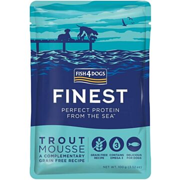 Fish4Dogs Gluten Free Fish Pouch – Finest Trout Mousse 