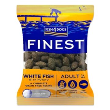 Fish4Dogs Finest Grain Free Dog Food - Large Bites - Ocean White Fish 75g (Trial Pack)
