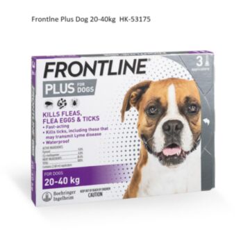 FRONTLINE Plus for Large Dogs - 20kg to 40kg - 3 Applications