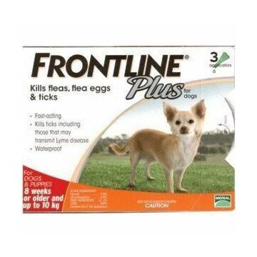 FRONTLINE Plus for Small Dogs & Puppies Over 8 Weeks & Upto 10kg - 3 Applications