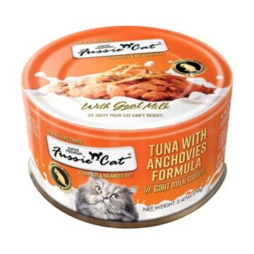 Fussie Cat Super Premium Canned Food - Tuna with Anchovies in Goat Milk Gravy 70g