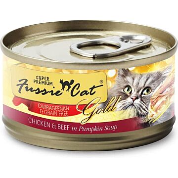 Fussie Cat Gold Label Premium Canned Food - Chicken with Beef in Pumpkin Soup 80g