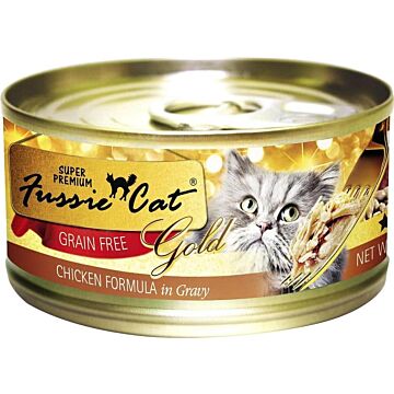 Fussie Cat Gold Label Premium Canned Food - Chicken with Gravy 80g
