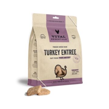 Vital Essentials Cat Food - Freeze-Dried Patties - Turkey 8oz - EXP 13/05/2025 - Damaged Bag (Resealed)